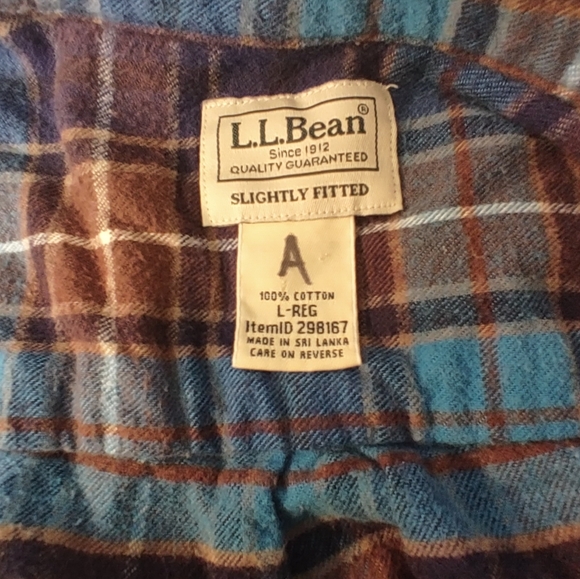 L.L. Bean Mens Vintage Slightly Fitted Plaid Flannel Button Down Purple Brown L - Picture 5 of 13